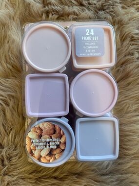 Silicone Food Storage Container Set - 24-Piece Pink & Light Purple